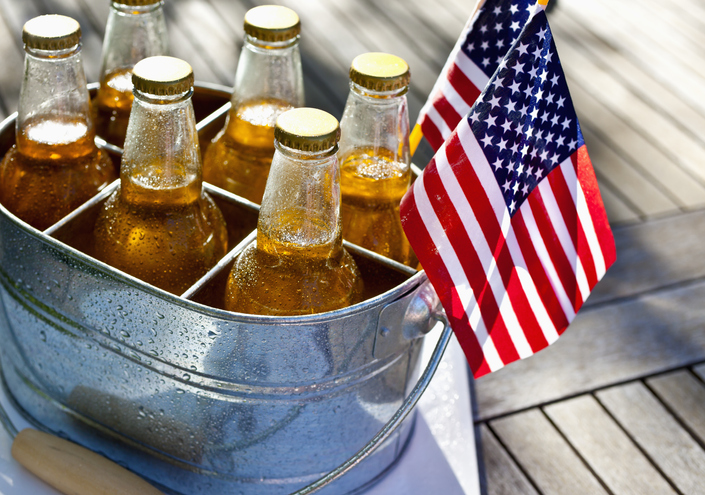 July 4th, Beer and American flags.